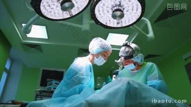 外科医生正在对眼睛进行手术, 特写。更正。医生做整形手术。手术室操作.